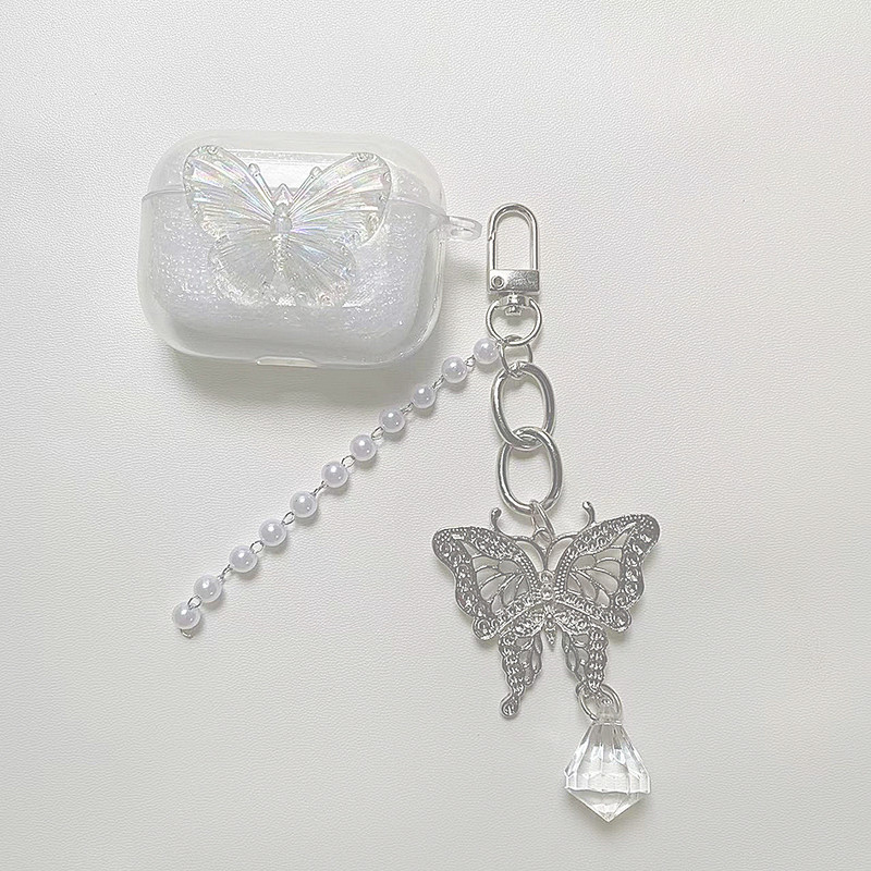 Za JBL T220 / T225 / C260 / T130NC / T230NC / RACE torbica Luksuzni Crystal Butterfly Keychain Shell Silikonski prozirni poklopac za slušalice