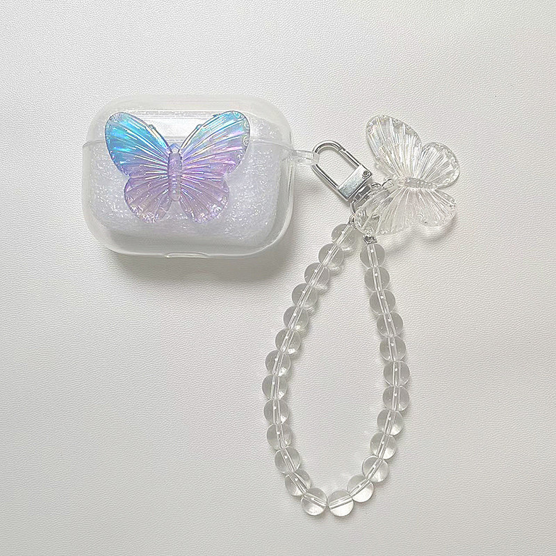 Za JBL T220 / T225 / C260 / T130NC / T230NC / RACE torbica Luksuzni Crystal Butterfly Keychain Shell Silikonski prozirni poklopac za slušalice