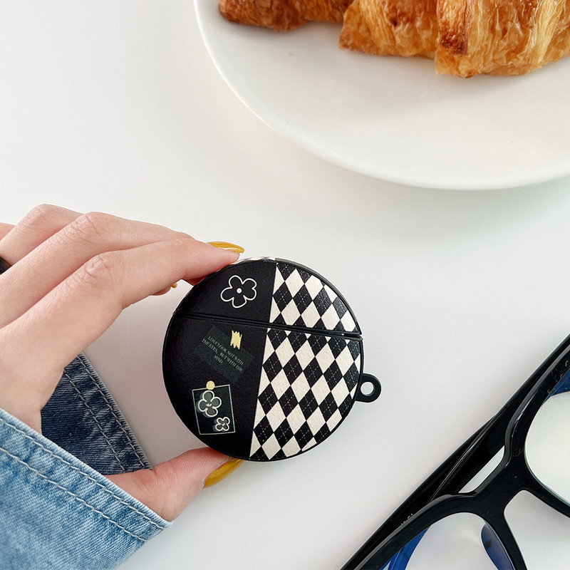 INS Black Flower Diamond Lattice fülhallgató tok Huawei Freebuds 3 Pro ütésálló szilikon toldó burkolathoz Free Buds 4 4i