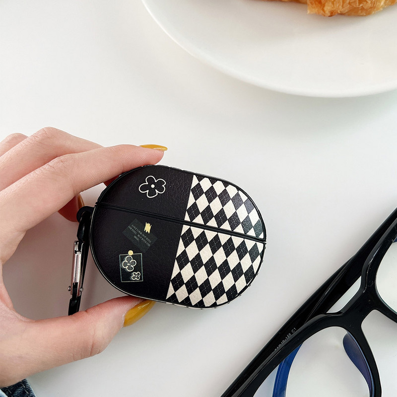 INS Black Flower Diamond Lattice fülhallgató tok Huawei Freebuds 3 Pro ütésálló szilikon toldó burkolathoz Free Buds 4 4i