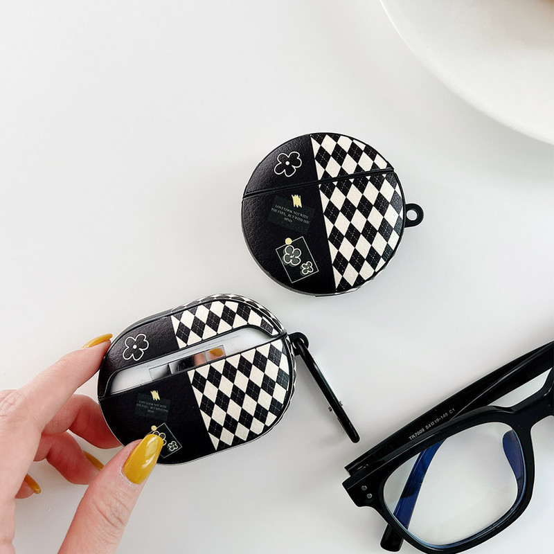 INS Black Flower Diamond Lattice fülhallgató tok Huawei Freebuds 3 Pro ütésálló szilikon toldó burkolathoz Free Buds 4 4i