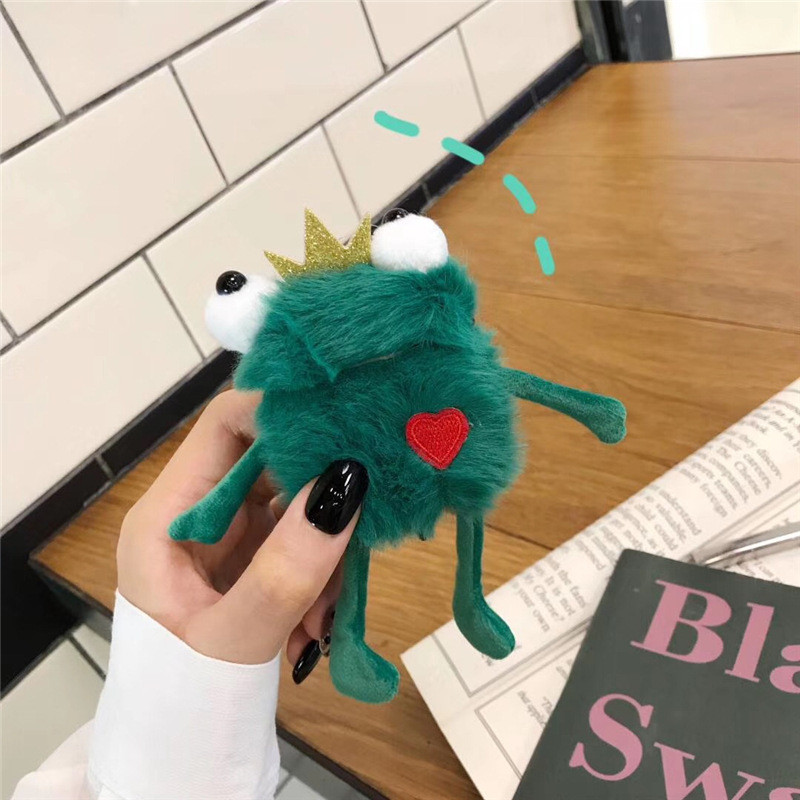 Huse pentru căști cu broasca din desene animate drăguțe pentru Airpods 1 2 3 Pro2 Husă de protecție pentru căști fără fir din silicon pentru broasca cu coroană