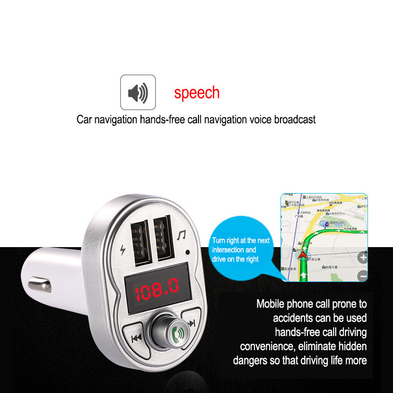 A3 Automobilski Bluetooth FM odašiljač MP3 audio player Automobilski komplet Handsfree pozivanje 5V 2.1A Dual USB auto FM modulator