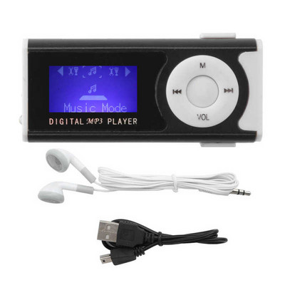 Mini player MP3 Back-Clip Player portabil de muzică sport cu lanternă Ecran LCD Player muzical media suport card de memorie