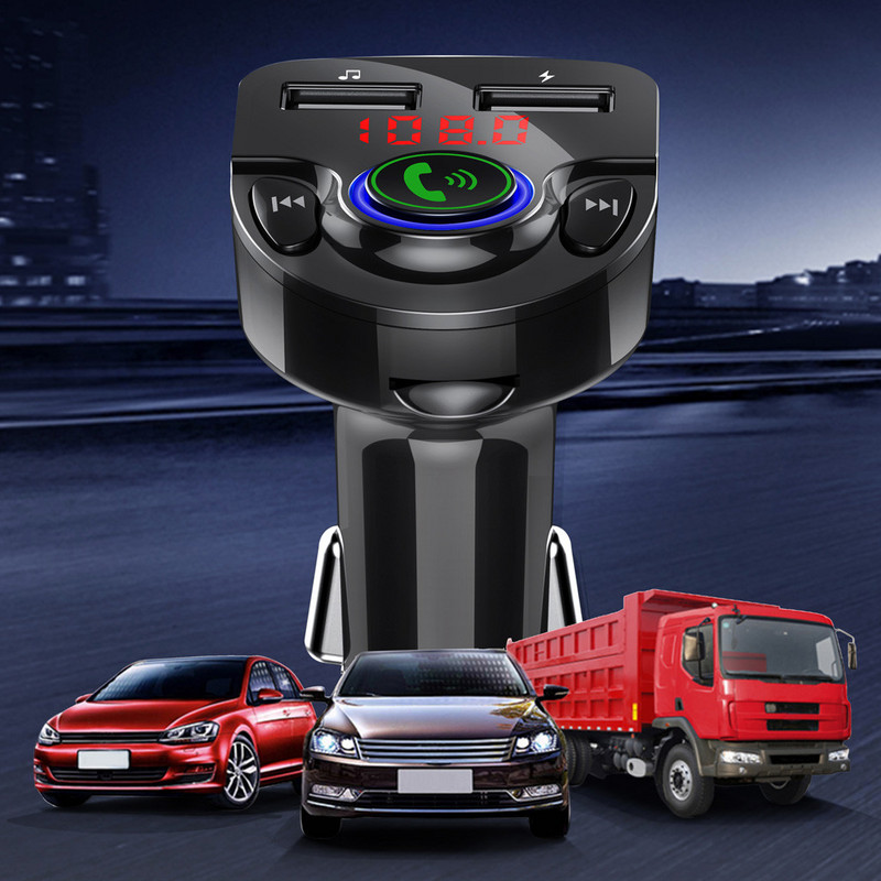 Autós MP3 lejátszó Bluetooth 5.0 autóba épített vezeték nélküli Fm adó Mp3 adapter autós készlet 2 USB töltő autó belső alkatrészei