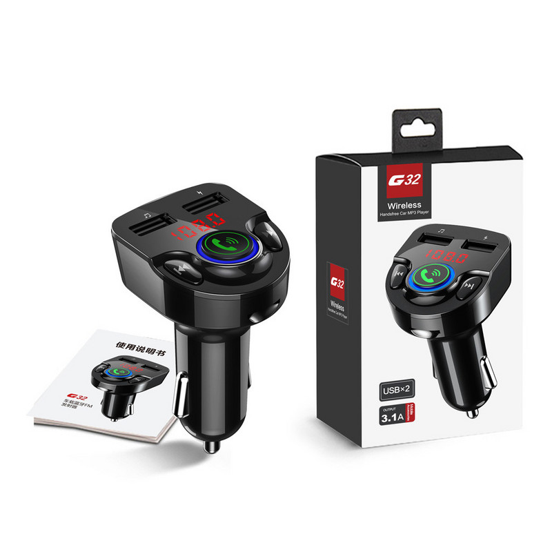 Autós MP3 lejátszó Bluetooth 5.0 autóba épített vezeték nélküli Fm adó Mp3 adapter autós készlet 2 USB töltő autó belső alkatrészei