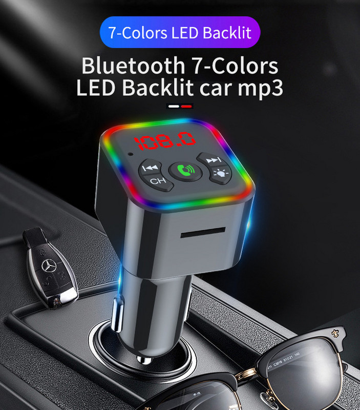 Kit mașină fără fir Bluetooth Handfree Dual USB încărcător auto Afișaj LCD 12-24V Priză țigară Brichetă Muzică MP3 Card TF U disc
