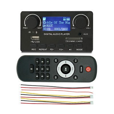 FULL-LCD kijelző Bluetooth 5.0 MP3 dekóder kártya támogatás kihangosító felvétel FM DC 12V MP3 WMA WAV APE FLAC audiolejátszó