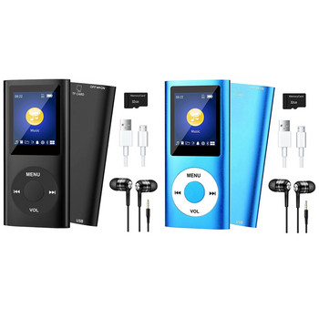MP3 плейър с Bluetooth 5.0, музикален плейър с 32GB TF карта, FM, слушалка, преносим Hifi музикален плейър