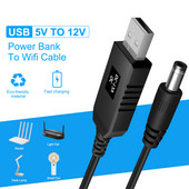 USB-kaabli võimendusliin DC 5 V kuni 12 V / 9 V alalisvoolu mooduli USB-muunduri adapteri kaabel 2,1 x 5,5 mm pistik arduino WIFI-ruuteri jaoks
