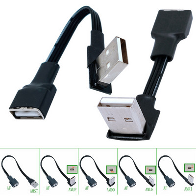 5 cm 10 cm USB 2.0 A muški na ženski 90 kutni produžni adapterski kabel USB2.0 muški na ženski desno/lijevo/dolje/gore Crni kabelski kabel