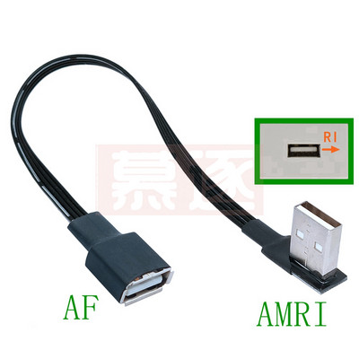 5cm 10cm USB 2.0 A mascul la mamă 90 Cablu adaptor extensie în unghi USB2.0 tată la femela dreapta/stânga/jos/sus Cablu negru