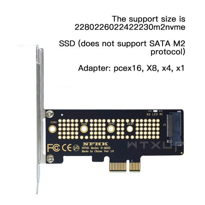 RYRA 1 bucată NVMe PCIe M.2 NGFF SSD la PCI-E X1 placă adaptor PCI-E M.2 cu suport pentru adaptor SSD M2 Pcie de dimensiune 2230-2280