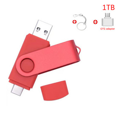 1 db 3 az 1-ben USB flash meghajtó OTG nagy sebességű pendrive 1 TB 2 TB TYPE-C adapter Ajándék Kulcstartó Micro USB Stick külső tárhely