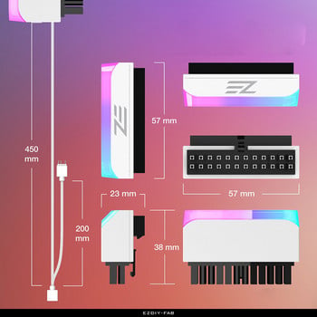 ATX 24 Pin to 90 Degree Power Plug Adapter ARGB Дънна платка Дънна платка Захранващ кабел Модулен Направи си сам аксесоари за монтаж