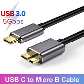 USB C į Micro B kabelis USB 3.0 C tipo 5Gbps duomenų jungties adapteris, skirtas kietajam diskui išmaniajam telefonui, kompiuterio C tipo įkroviklis, fotoaparato disko laidas
