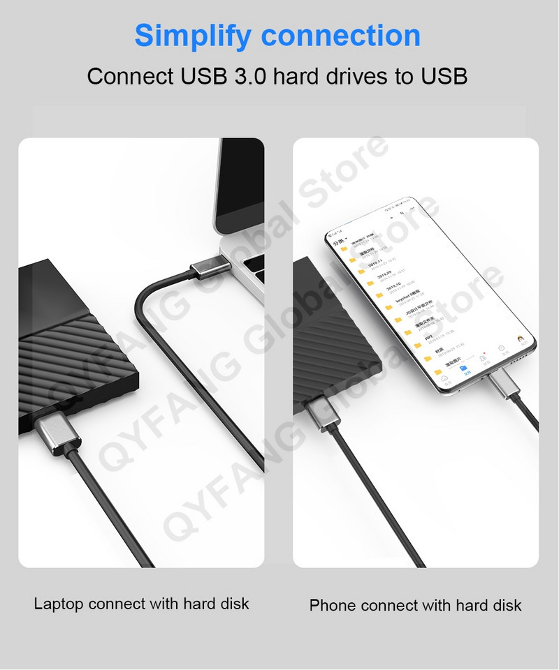 USB C į Micro B kabelis USB 3.0 C tipo 5Gbps duomenų jungties adapteris, skirtas kietajam diskui išmaniajam telefonui, kompiuterio C tipo įkroviklis, fotoaparato disko laidas