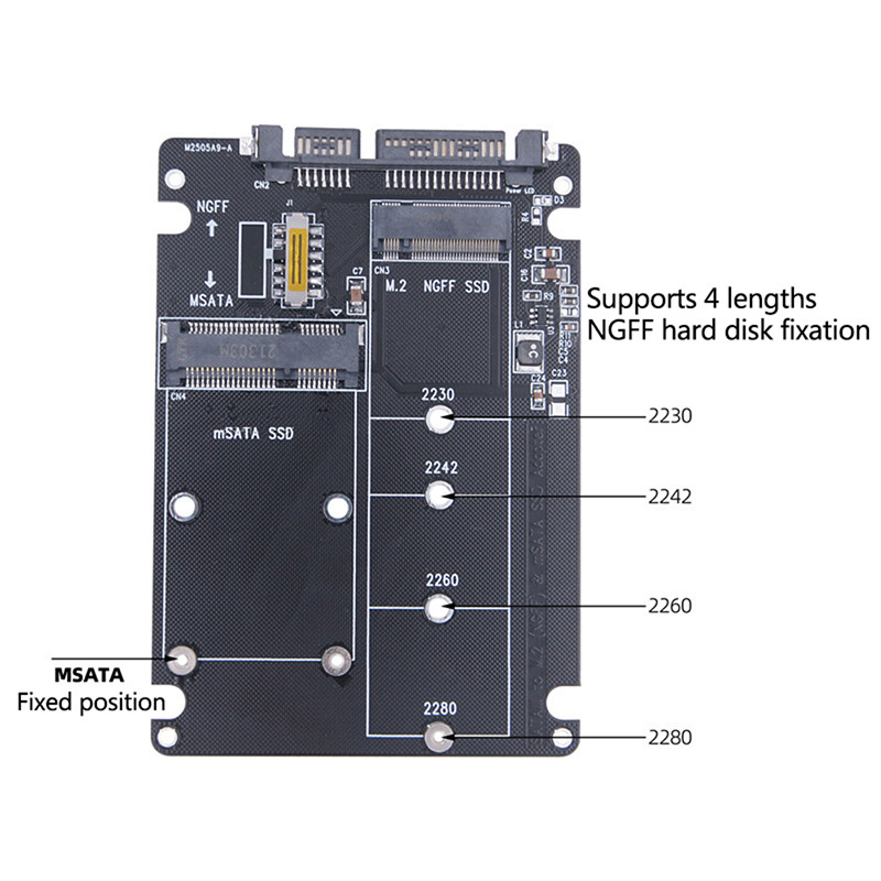 SATA 60Gbps uz M2 NGFF SATA SSD MSATA SSD adapteris MSATA uz SATA M.2 NGFF uz SATA cietā diska adaptera plate