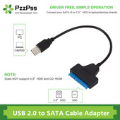 USB 2.0 3.0 SATA 3 kabelis Sata uz USB 2.0 adapteris līdz 6 Gb/s Atbalsts 2,5 collu ārējais HDD SSD cietais disks 22 kontaktu Sata III kabelis