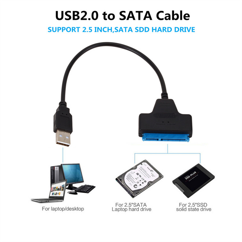 USB 2.0 3.0 SATA 3 kabelis Sata uz USB 2.0 adapteris līdz 6 Gb/s Atbalsts 2,5 collu ārējais HDD SSD cietais disks 22 kontaktu Sata III kabelis