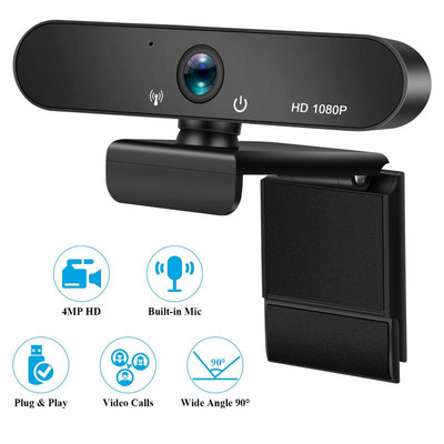 Κάμερα Web 4K Full HD 1080P Web Camera για υπολογιστή Υπολογιστή Φορητός υπολογιστής Εγγραφή βίντεο με αυτόματη εστίαση Φακός 8MP Webcam με κάλυμμα προστασίας προσωπικών δεδομένων μικροφώνου