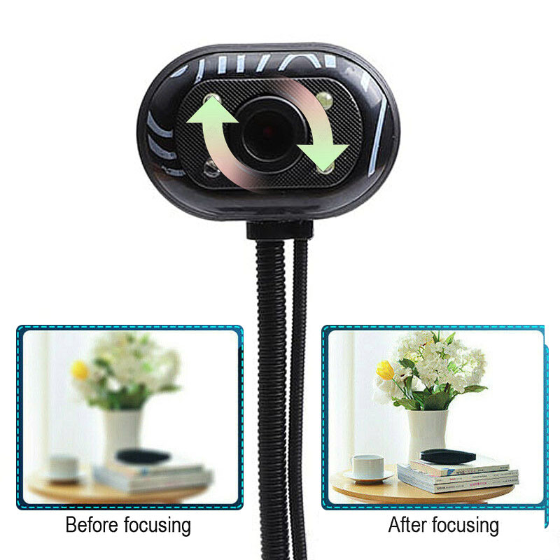 Cameră web pentru computer HD cu 4 LED-uri cu microfon pentru computer laptop Cameră web USB Cameră web video cu absorbție a sunetului încorporată