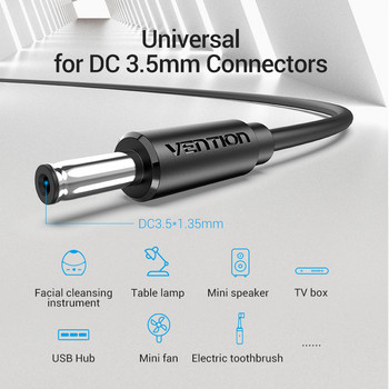 Vention USB към DC 3,5 мм кабел за зареждане USB A мъжки към 3,5 жак конектор 5V захранване Адаптер за зарядно устройство за USB ХЪБ Захранващ кабел