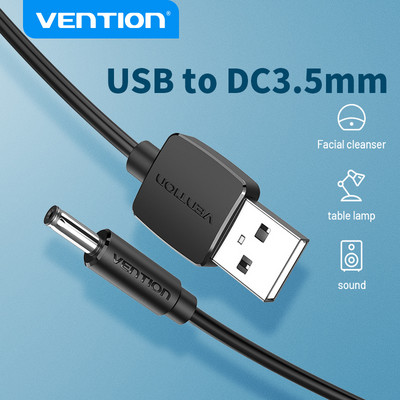 Cablu de încărcare Vention USB la DC de 3,5 mm USB A tată la conector jack 3,5 Adaptor pentru încărcător sursă de alimentare 5V pentru cablu de alimentare HUB USB