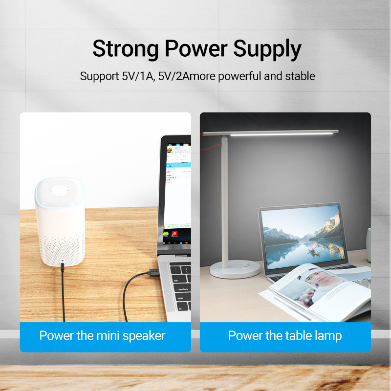 Ventilācijas USB uz līdzstrāvas 3,5 mm uzlādes kabelis USB A vīrs līdz 3,5 ligzda savienotājs 5 V barošanas avota lādētāja adapteris USB HUB barošanas kabelim