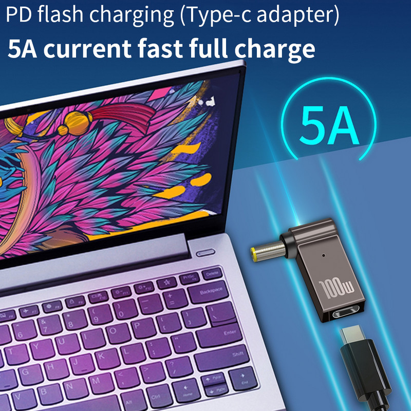 PD 100W adapter za napajanje punjača za prijenosna računala 5A 20V konektor Ženski tip-C u DC muški konverter za Lenovo/HP/DELL