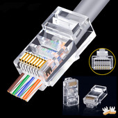 25/50 buc Rj45 Cat5 Cat5e Conector trecere de rețea Neecranat 8P8C Mufă trecere modulară pentru cabluri Ethernet