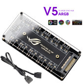 5V 3 kontaktu ARGB RGBW kabelis ASUS AURA SYNC RGB 10 centrmezgla sadalītājs SATA barošanas pagarinātāja kabeļa adapteris LED sloksnes gaismas datora RGB ventilatora dzesētājs