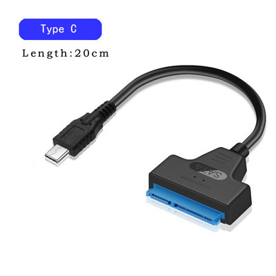 Adaptor cablu SATA la USB 3.0 / 2.0 PÂNĂ LA 6 Gbps 7+15/22 pini pentru suport pentru hard disk extern SSD HDD de 2,5 inchi Sata III SATA 3