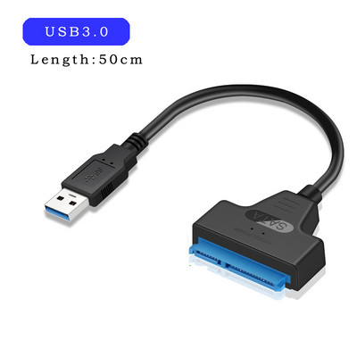 Adaptor cablu SATA la USB 3.0 / 2.0 PÂNĂ LA 6 Gbps 7+15/22 pini pentru suport pentru hard disk extern SSD HDD de 2,5 inchi Sata III SATA 3