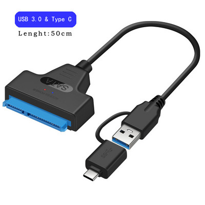 Adaptor cablu SATA la USB 3.0 / 2.0 PÂNĂ LA 6 Gbps 7+15/22 pini pentru suport pentru hard disk extern SSD HDD de 2,5 inchi Sata III SATA 3