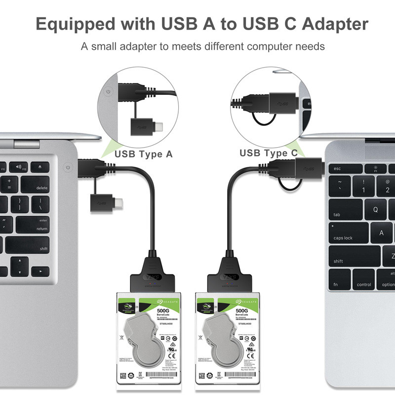 Adaptor cablu SATA la USB 3.0 / 2.0 PÂNĂ LA 6 Gbps 7+15/22 pini pentru suport pentru hard disk extern SSD HDD de 2,5 inchi Sata III SATA 3