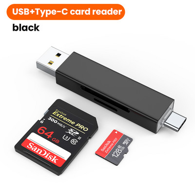 2in1 USB/Type-C Card Reader USB 2.0 SD/Micro SD TF OTG Smart Card Memory Adapter for Laptop USB2.0 SD Card Reader