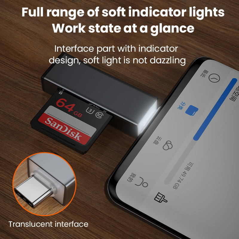 2in1 USB/Type-C Card Reader USB 2.0 SD/Micro SD TF OTG Smart Card Memory Adapter for Laptop USB2.0 SD Card Reader