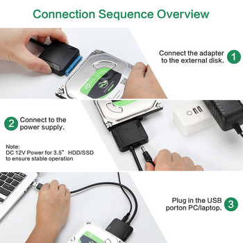 USB 3.0 към Sata 3 адаптер, конвертор кабел USB3.0 твърд диск конвертор кабел за Samsung Seagate WD 2.5 3.5 HDD SSD адаптер