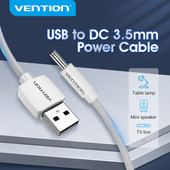 Vention USB-DC 3,5 mm-es tápkábel USB A-3,5 jack csatlakozó 5 V-os tápegység adapter ventilátorokhoz USB HUB DC 5,5 mm-es töltőkábel