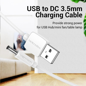 Vention USB към DC 3,5 mm захранващ кабел USB A към 3,5 жак конектор 5 V захранващ адаптер за вентилатори USB HUB DC 5,5 mm кабел за зареждане