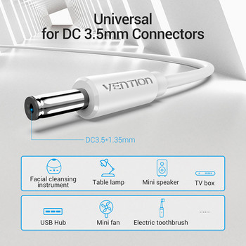 Καλώδιο τροφοδοσίας αερισμού USB σε DC 3,5 mm Υποδοχή σύνδεσης USB A σε 3,5 τροφοδοτικό 5V για ανεμιστήρες Καλώδιο φόρτισης USB HUB DC 5,5 mm