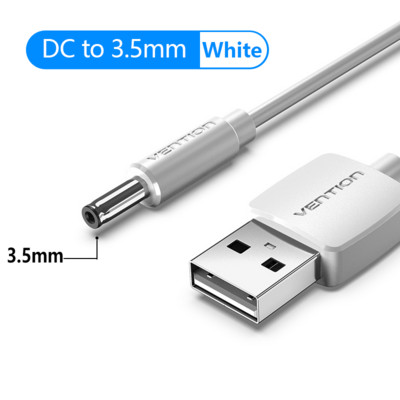 Vention USB-DC 3,5 mm-es tápkábel USB A-3,5 jack csatlakozó 5 V-os tápegység adapter ventilátorokhoz USB HUB DC 5,5 mm-es töltőkábel