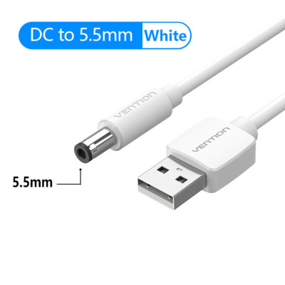 Vention USB-DC 3,5 mm-es tápkábel USB A-3,5 jack csatlakozó 5 V-os tápegység adapter ventilátorokhoz USB HUB DC 5,5 mm-es töltőkábel