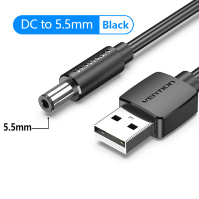 Vention USB-DC 3,5 mm-es tápkábel USB A-3,5 jack csatlakozó 5 V-os tápegység adapter ventilátorokhoz USB HUB DC 5,5 mm-es töltőkábel