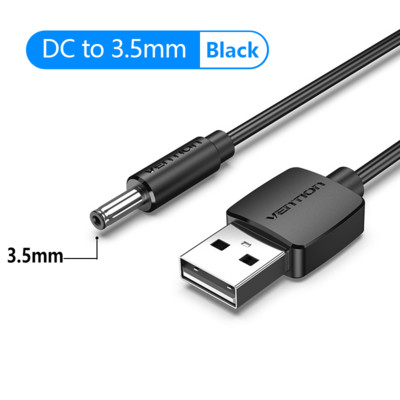 Vention USB-DC 3,5 mm-es tápkábel USB A-3,5 jack csatlakozó 5 V-os tápegység adapter ventilátorokhoz USB HUB DC 5,5 mm-es töltőkábel