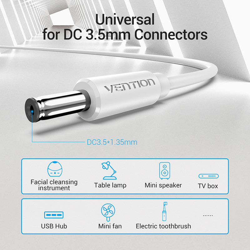 Vention USB-DC 3,5 mm-es tápkábel USB A-3,5 jack csatlakozó 5 V-os tápegység adapter ventilátorokhoz USB HUB DC 5,5 mm-es töltőkábel