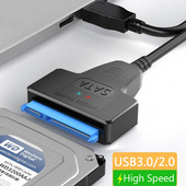 SATA-USB 3.0 / 2.0 kaabel kuni 6 Gbps 2,5-tollise välise kõvaketta SSD-kõvaketta jaoks SATA 3 22-kontaktiline adapter USB 3.0-Sata III juhtmega