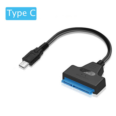 SATA-USB 3.0 / 2.0 kaabel kuni 6 Gbps 2,5-tollise välise kõvaketta SSD-kõvaketta jaoks SATA 3 22-kontaktiline adapter USB 3.0-Sata III juhtmega
