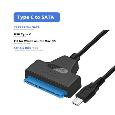 SATA-USB 3.0 / 2.0 kábel Akár 6 Gbps-ig 2,5 hüvelykes külső HDD SSD merevlemezhez SATA 3 22 tűs adapter USB 3.0 - Sata III kábel